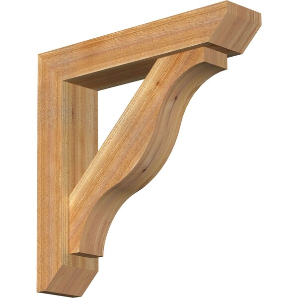 Ekena Millwork Funston Slat Rough Sawn Bracket w/ Offset Brace, Western Red Cedar, 6"W x 28"D x 28"H BKT0604X28X28FST06RWR - main